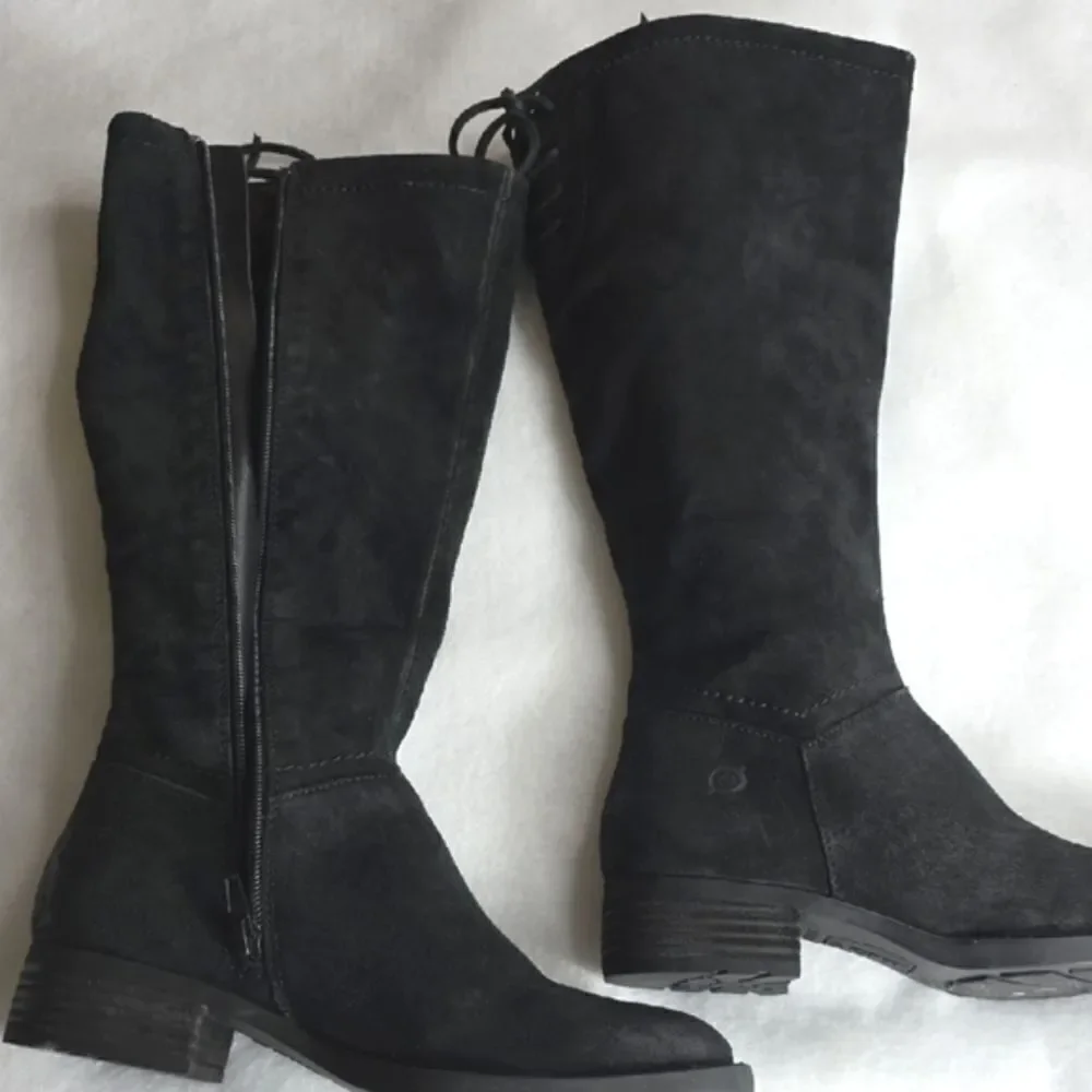 Born Hayden Knee High Riding Boots, Black Suede, Women's Size 5.5M